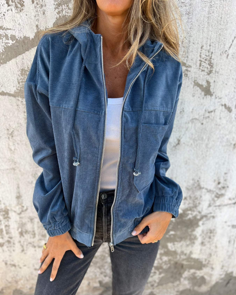 Ella™ | Chaqueta de pana con capucha y cremallera