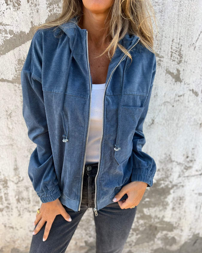 Ella™ | Chaqueta de pana con capucha y cremallera