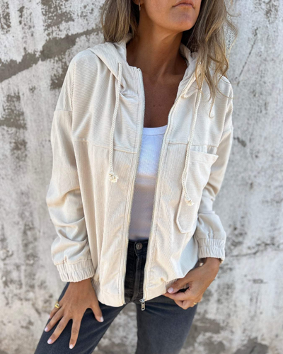 Ella™ | Chaqueta de pana con capucha y cremallera
