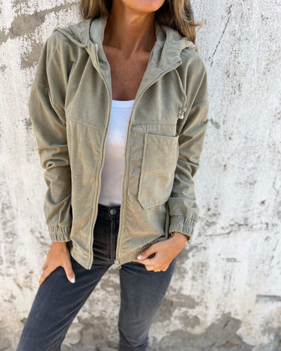 Ella™ | Chaqueta de pana con capucha y cremallera