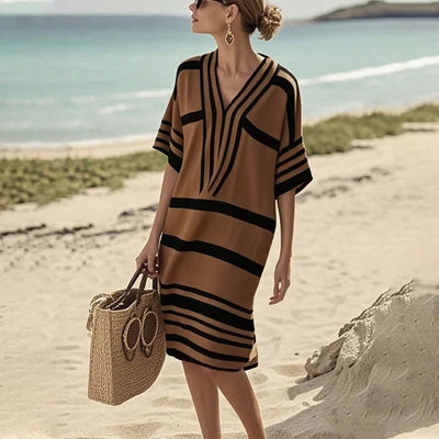 Maya™ | Vestido fluido a rayas – Elegancia desenfadada