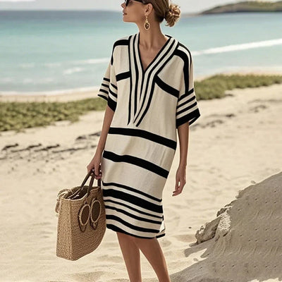 Maya™ | Vestido fluido a rayas – Elegancia desenfadada