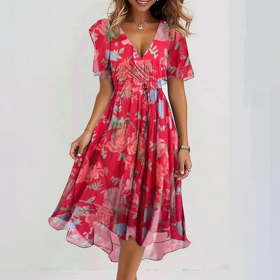 Marina™ | Vestido cruzado asimétrico con mangas abullonadas