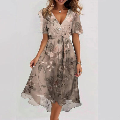 Marina™ | Vestido cruzado asimétrico con mangas abullonadas