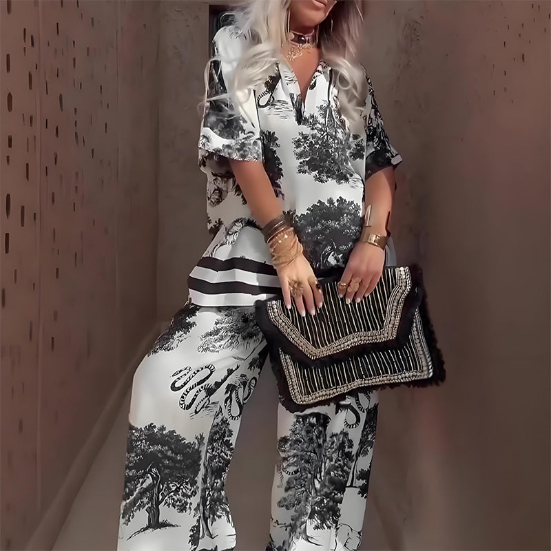 Estela™ | Conjunto estampado con cuello en V